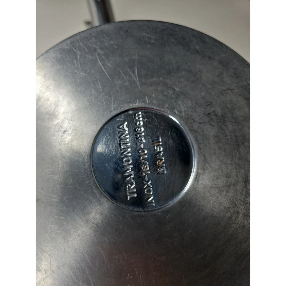 Tramontina 18/10 Stainless Steel 20 & 16 cm Saucepan Pots Try-Ply Clad Set of 2